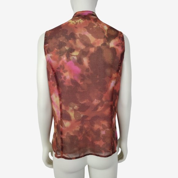 Coldwater Creek Sleeveless Watercolor Floral Front Tie Chiffon Blouse SP - Picture 7 of 10